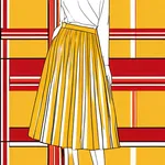 golden yellow pleated skirt with red stripe image